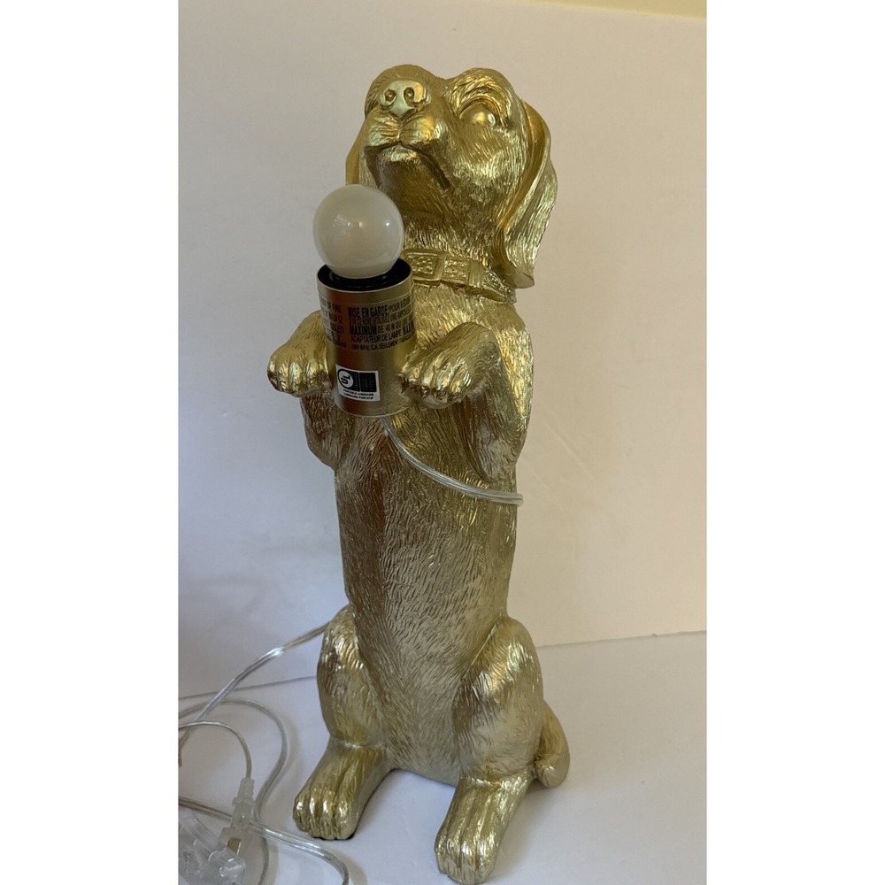 Novogratz Gold Plastic Labrador Lab Dog Lamp 17" Tall w/ Light Bulb Clear  Cord
